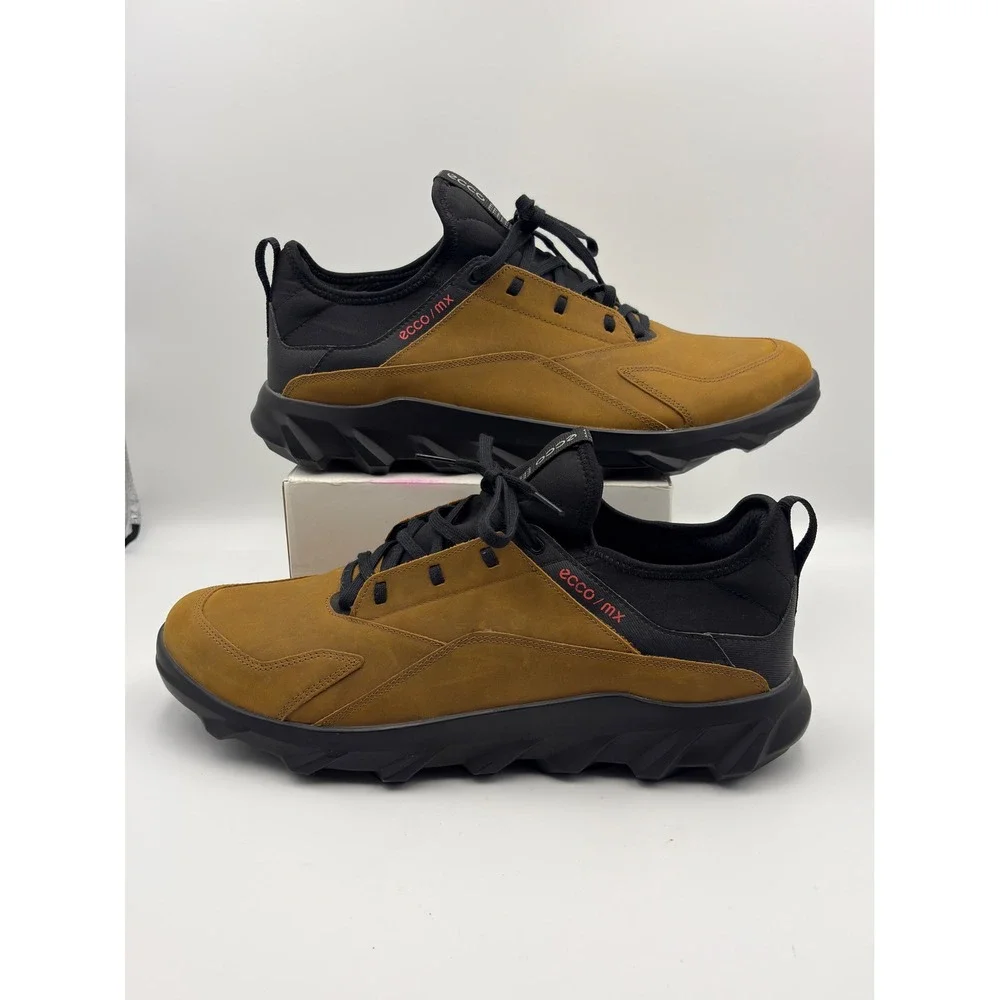 ECCO MX Mens Low Sneaker Amber Black Leather Outdoor Shoe 820184-52034 Size 46